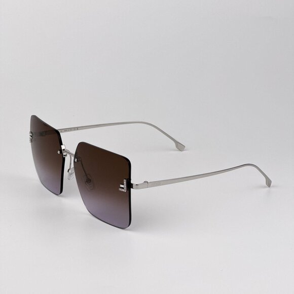 Fendi FIRST Sunglasses – Palladium Square Rimless Gradient Brown FE4082US 16Z - Picture 3 of 11
